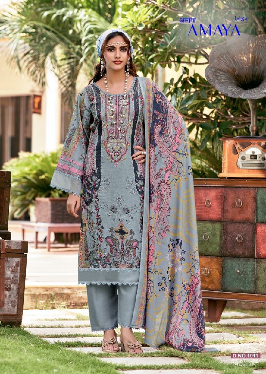 GANESHA AMAYA VOL 1 WHOLESALE COTTON KARACHI STYLE WITH NECK WORK UNSTITCH SALWAR SUITS EXPORTER
