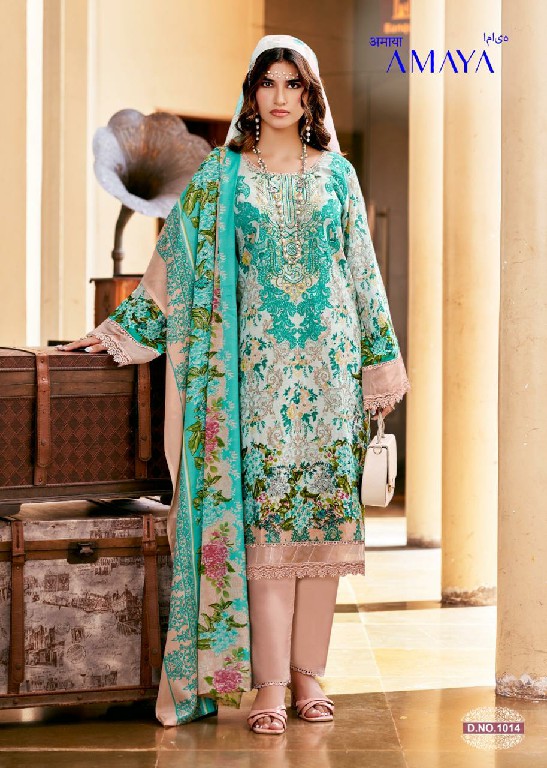 GANESHA AMAYA VOL 1 WHOLESALE COTTON KARACHI STYLE WITH NECK WORK UNSTITCH SALWAR SUITS EXPORTER