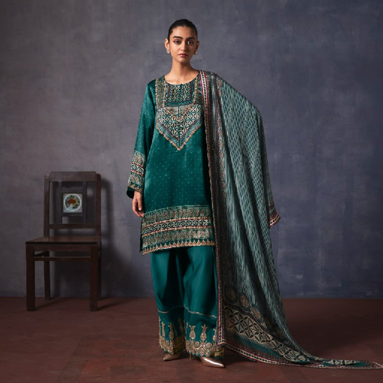 KIMORA SOHNI LAJJO WHOLESALE PURE GAJJI SILK FESTIVE LOOK UNSTITCH SALWAR SUITS EXPORTER