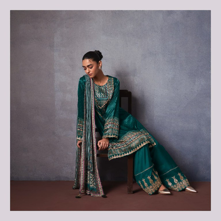 KIMORA SOHNI LAJJO WHOLESALE PURE GAJJI SILK FESTIVE LOOK UNSTITCH SALWAR SUITS EXPORTER