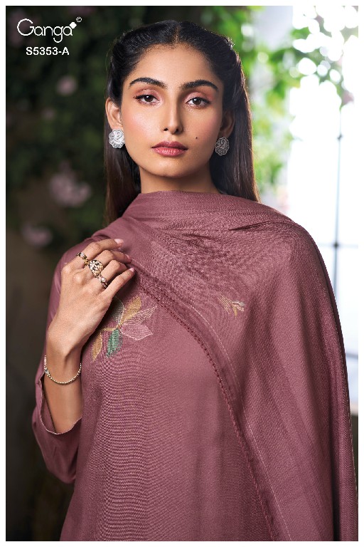 GANGA KESHA S5353 WHOLESALE PURE WOOL PASHMINA WINTER WEAR UNSTITCH SALWAR SUITS SUPPLIER