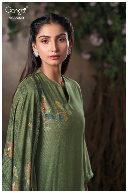 GANGA KESHA S5353 WHOLESALE PURE WOOL PASHMINA WINTER WEAR UNSTITCH SALWAR SUITS SUPPLIER