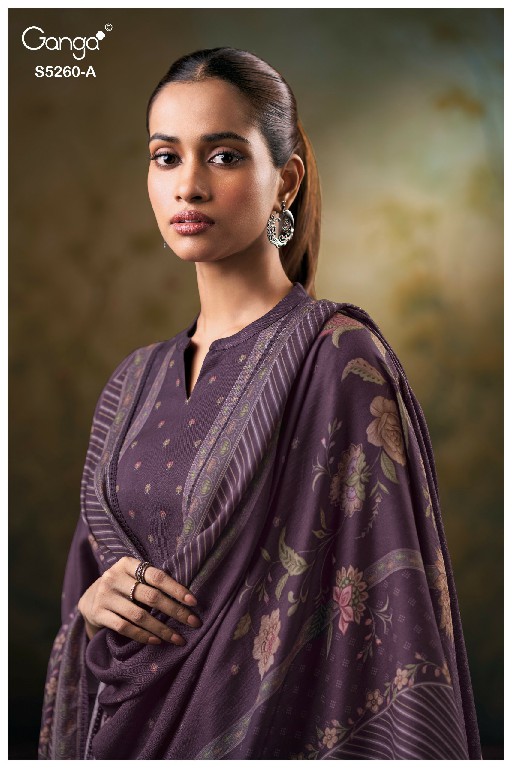 GANGA RISHSA S5260 WHOLESALE PURE WOOL PASHMINA WINTER DAILY WEAR DRESS MATERIAL ONLINE