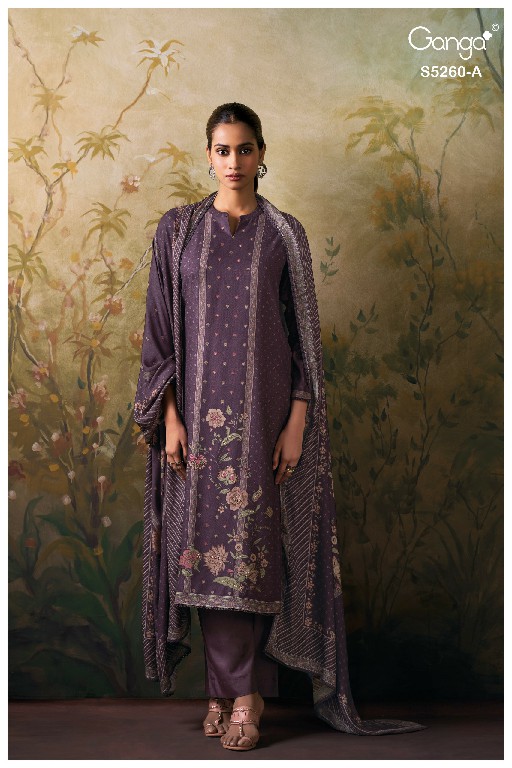 GANGA RISHSA S5260 WHOLESALE PURE WOOL PASHMINA WINTER DAILY WEAR DRESS MATERIAL ONLINE