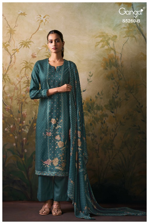 GANGA RISHSA S5260 WHOLESALE PURE WOOL PASHMINA WINTER DAILY WEAR DRESS MATERIAL ONLINE