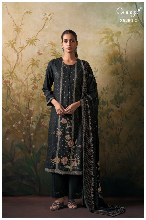 GANGA RISHSA S5260 WHOLESALE PURE WOOL PASHMINA WINTER DAILY WEAR DRESS MATERIAL ONLINE