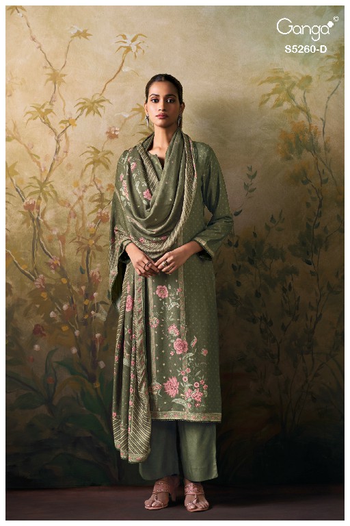 GANGA RISHSA S5260 WHOLESALE PURE WOOL PASHMINA WINTER DAILY WEAR DRESS MATERIAL ONLINE