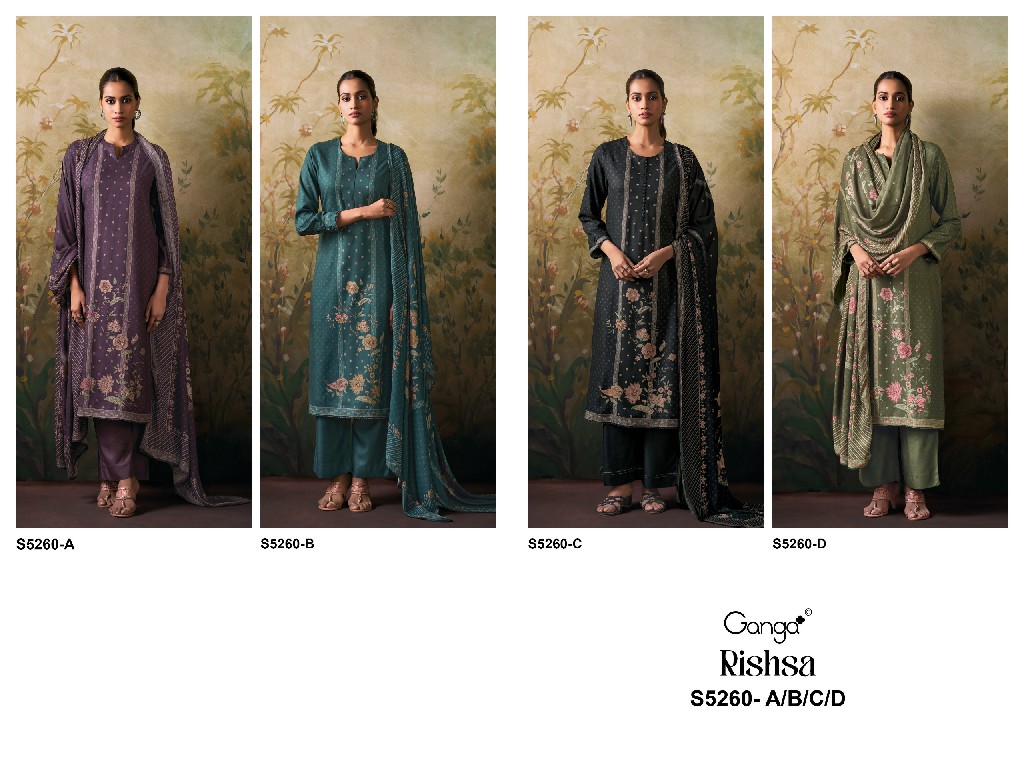 GANGA RISHSA S5260 WHOLESALE PURE WOOL PASHMINA WINTER DAILY WEAR DRESS MATERIAL ONLINE
