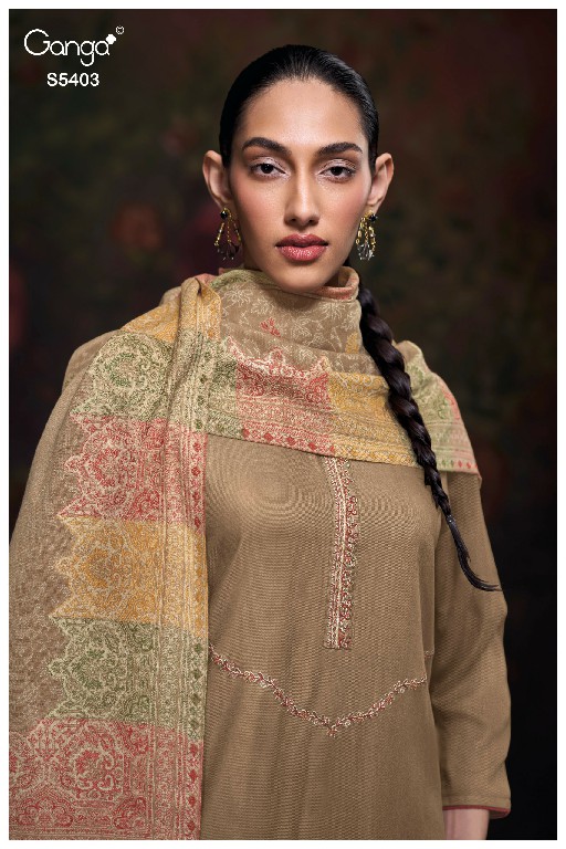 GANGA LIVIEA S5403 WHOLESALE PURE PASHMINA SOLID COLOR UNSTITCH SALWAR SUITS FOR EXPORT