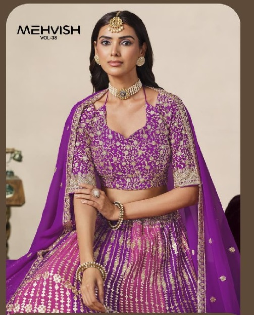 MEHVISH VOL 38 WHOLESALE FAUX GEORGETTE FESTIVE WEAR LEHENGA CHOLI FOR EXPORT