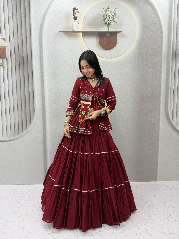 SHREE RAM CREATION D.NO 197 COLOR WHOLESALE READYMADE PURE COTTON NAVRATRI SPECIAL HAND WORK LEHENGA CHOLI FOR EXPORT