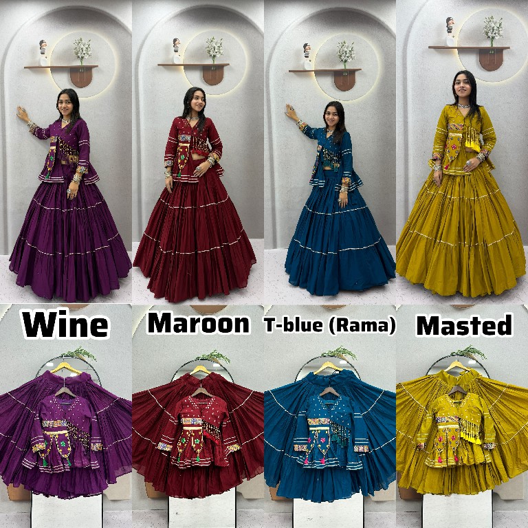 SHREE RAM CREATION D.NO 197 COLOR WHOLESALE READYMADE PURE COTTON NAVRATRI SPECIAL HAND WORK LEHENGA CHOLI FOR EXPORT
