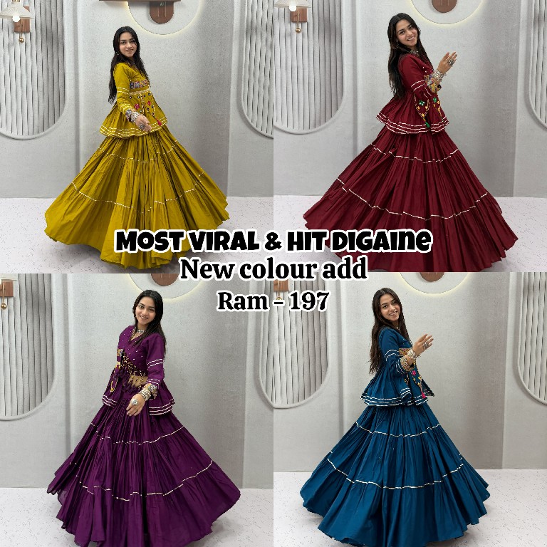 SHREE RAM CREATION D.NO 197 COLOR WHOLESALE READYMADE PURE COTTON NAVRATRI SPECIAL HAND WORK LEHENGA CHOLI FOR EXPORT