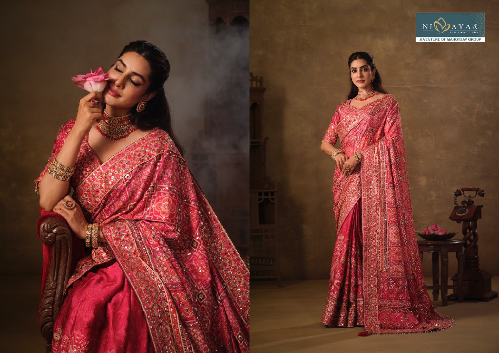 MAHOTSAV NIMAYA RAJWADI VOL 4 WHOLESALE NATURAL CREPE OCCASION WEAR INDIAN SAREES FOR WOMEN SUPPLIER