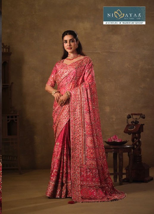 MAHOTSAV NIMAYA RAJWADI VOL 4 WHOLESALE NATURAL CREPE OCCASION WEAR INDIAN SAREES FOR WOMEN SUPPLIER
