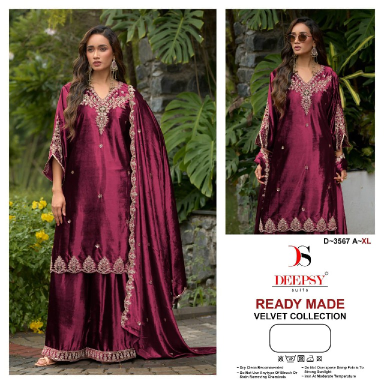 DEEPSY D.NO 3567 WHOLESALE READYMADE ICE VELVET WINTER SPECIAL 3 PCS SUITS EXPORTER