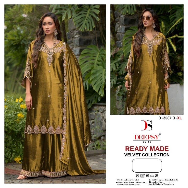 DEEPSY D.NO 3567 WHOLESALE READYMADE ICE VELVET WINTER SPECIAL 3 PCS SUITS EXPORTER