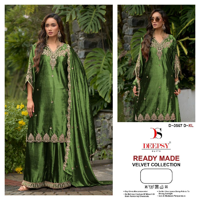 DEEPSY D.NO 3567 WHOLESALE READYMADE ICE VELVET WINTER SPECIAL 3 PCS SUITS EXPORTER