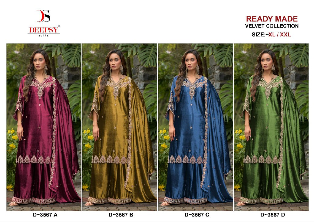 DEEPSY D.NO 3567 WHOLESALE READYMADE ICE VELVET WINTER SPECIAL 3 PCS SUITS EXPORTER