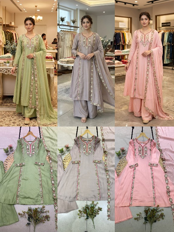 TEXTILEDEAL D.NO LG-2149 WHOLESALE READYMADE MUL CHANDERI FESTIVE WEAR 3 PCS SUITS EXPORTER