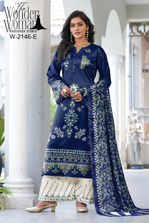 WONDER WOMAN D.NO 2146 COLORS WHOLESALE READYMADE ARMANI SATIN CLASSIC PAKISTANI 3 PCS COMBO SET SUITS SUPPLIER