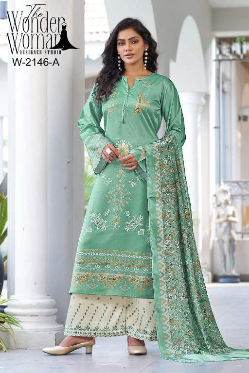 WONDER WOMAN D.NO 2146 COLORS WHOLESALE READYMADE ARMANI SATIN CLASSIC PAKISTANI 3 PCS COMBO SET SUITS SUPPLIER