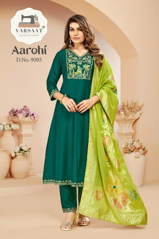 VARSAAT AAROHI WHOLESALE READYMADE ROMAN BEAUTIFUL ANARKALI 3 PCS COMBO SET SUITS EXPORTER