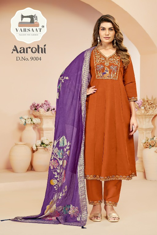 VARSAAT AAROHI WHOLESALE READYMADE ROMAN BEAUTIFUL ANARKALI 3 PCS COMBO SET SUITS EXPORTER