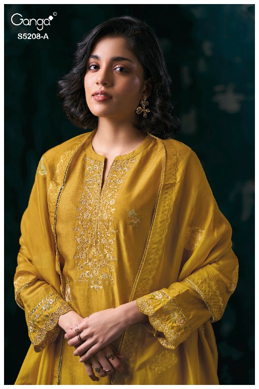 GANGA AVINTHA S5208 WHOLESALE PURE BEMBERG RUSSIAN SILK SOLID COLOR UNSTITCH SALWAR SUITS EXPORTER