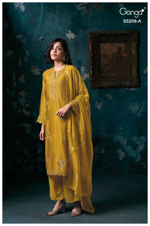 GANGA AVINTHA S5208 WHOLESALE PURE BEMBERG RUSSIAN SILK SOLID COLOR UNSTITCH SALWAR SUITS EXPORTER