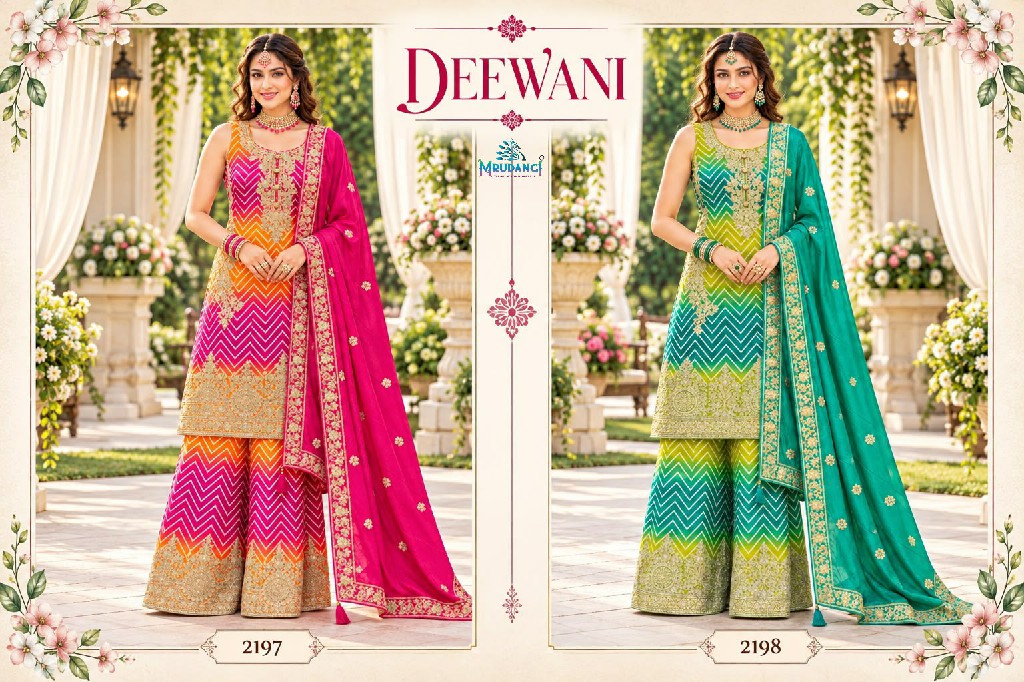 MRUDANGI DEEWANI WHOLESALE READYMADE REAL CHINON TRENDY FESTIVE LOOK TOP PLAZZO WITH DUPATTA ONLINE