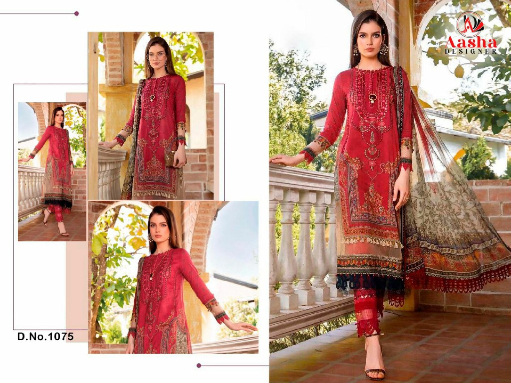 AASHA DESIGNER D.NO 1074-1075 WHOLESALE PURE COTTON HIT DESIGN UNSTITCH SALWAR SUITS SUPPLIER