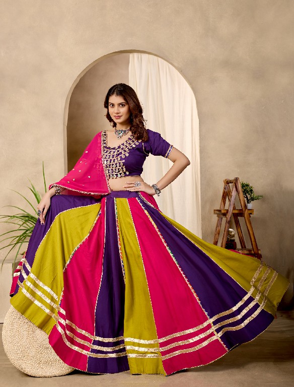 TEXTILEDEAL D.NO KD-13 WHOLESALE PURE COTTON FULLY STITCHED BEAUTIFUL NAVRATRI LEHENGA CHOLI FOR EXPORT