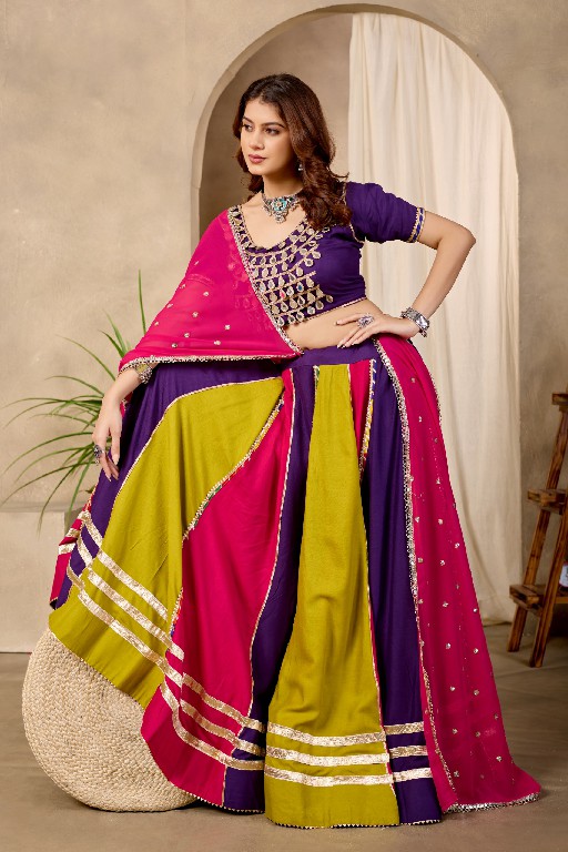 TEXTILEDEAL D.NO KD-13 WHOLESALE PURE COTTON FULLY STITCHED BEAUTIFUL NAVRATRI LEHENGA CHOLI FOR EXPORT