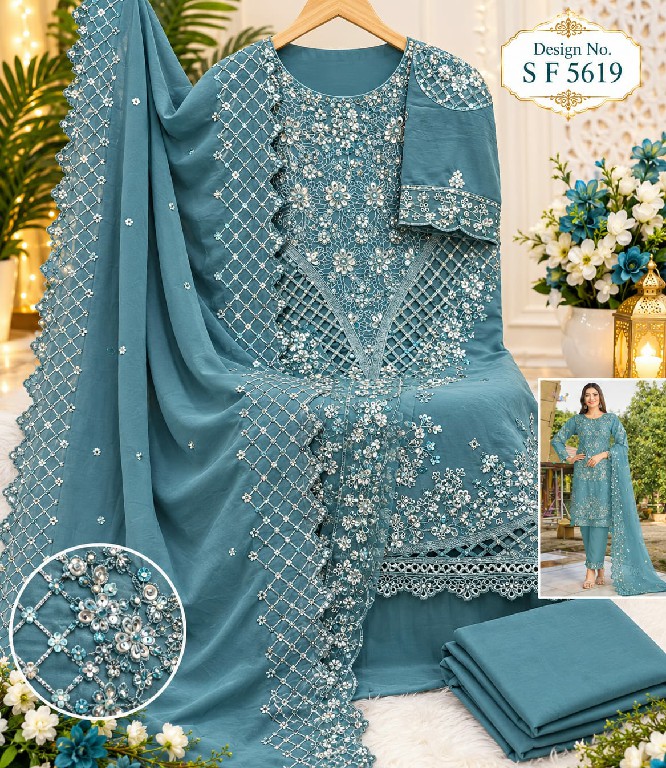 SHREE FABS D.NO 5619E TO 5619H WHOLESALE CHIFFON PAKISTANI HIT DESIGN UNSTITCH SALWAR SUITS SUPPLIER