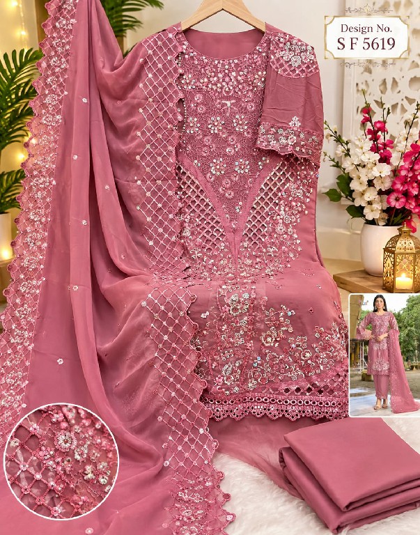SHREE FABS D.NO 5619E TO 5619H WHOLESALE CHIFFON PAKISTANI HIT DESIGN UNSTITCH SALWAR SUITS SUPPLIER