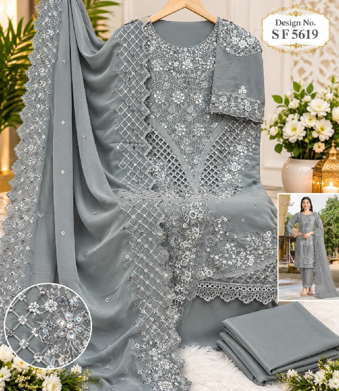SHREE FABS D.NO 5619E TO 5619H WHOLESALE CHIFFON PAKISTANI HIT DESIGN UNSTITCH SALWAR SUITS SUPPLIER