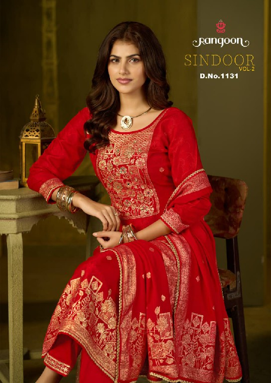 RANGOON SINDOOR VOL 2 WHOLESALE READYMADE PURE DOLA RUSSIAN JACQUARD FESTIVE WEAR 3 PCS SUITS ONLINE