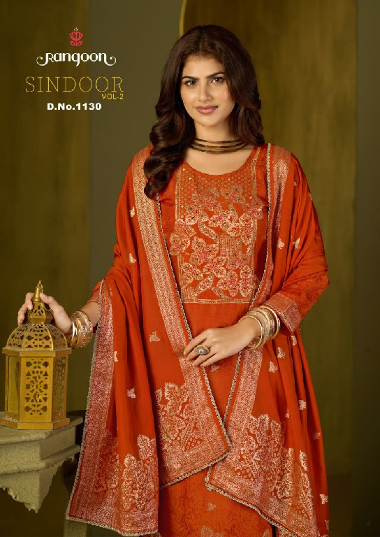RANGOON SINDOOR VOL 2 WHOLESALE READYMADE PURE DOLA RUSSIAN JACQUARD FESTIVE WEAR 3 PCS SUITS ONLINE