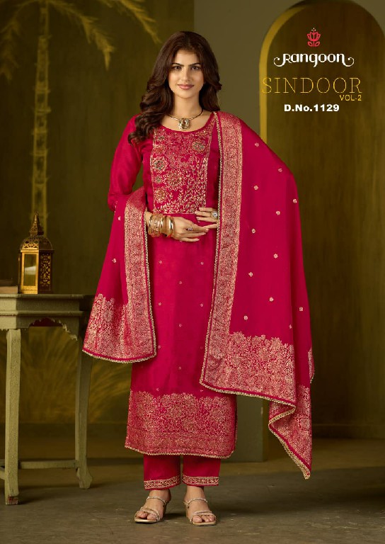 RANGOON SINDOOR VOL 2 WHOLESALE READYMADE PURE DOLA RUSSIAN JACQUARD FESTIVE WEAR 3 PCS SUITS ONLINE