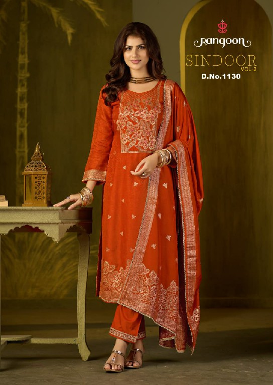 RANGOON SINDOOR VOL 2 WHOLESALE READYMADE PURE DOLA RUSSIAN JACQUARD FESTIVE WEAR 3 PCS SUITS ONLINE