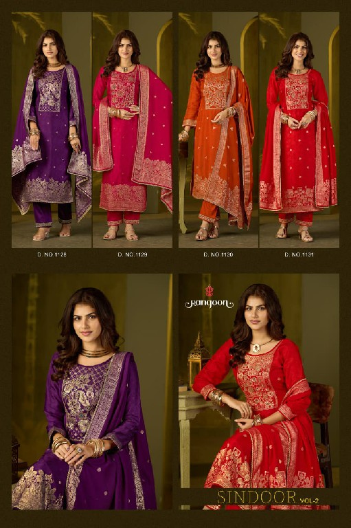 RANGOON SINDOOR VOL 2 WHOLESALE READYMADE PURE DOLA RUSSIAN JACQUARD FESTIVE WEAR 3 PCS SUITS ONLINE