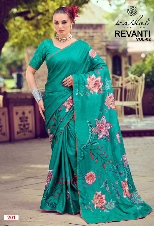 KASHVI CREATION REVANTI VOL 2 WHOLESALE TESLA DIGITAL WITH WORK FANCY INDIAN SAREES FOR WOMEN SUPPLIER