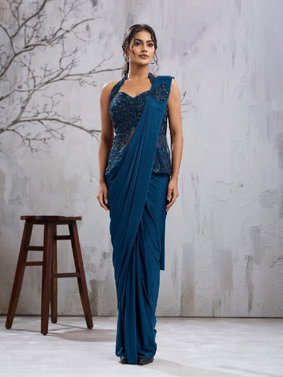 AMOHA D.NO 102440 WHOLESALE IMPORTED LYCRA READY TO WEAR PARTY WEAR SAREES FOR WOMEN ONLINE