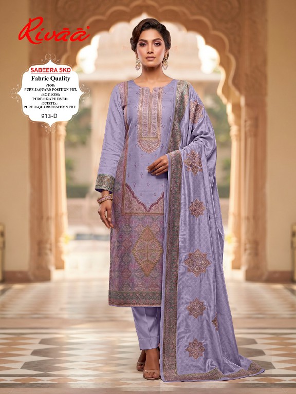 RIVAA SABEERA WHOLESALE PURE CREPE POSITION PRINTED UNSTITCH SALWAR SUITS EXPORTER