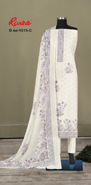 RIVAA D.NO 1351-1515-1640-1359 WHOLESALE COTTON EMBROIDERED UNSTITCH SALWAR SUITS SUPPLIER