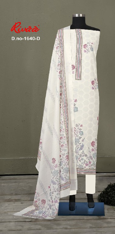 RIVAA D.NO 1351-1515-1640-1359 WHOLESALE COTTON EMBROIDERED UNSTITCH SALWAR SUITS SUPPLIER