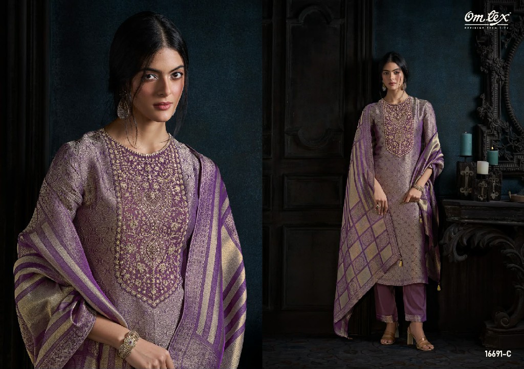 OMTEX RUHIRA WHOLESALE GIRAFFE SILK JACQUARD UNSTITCH SALWAR SUITS FOR EXPORT