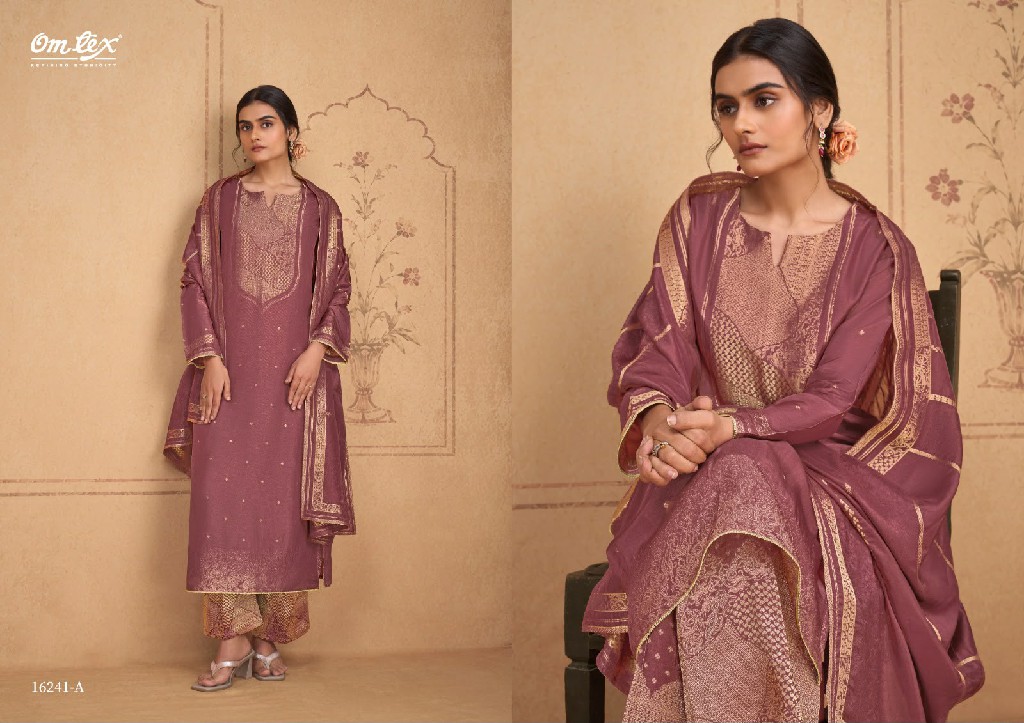 OMTEX CELESTE WHOLESALE SILK JACQUARD BEAUTIFUL UNSTITCH SALWAR SUITS EXPORTER