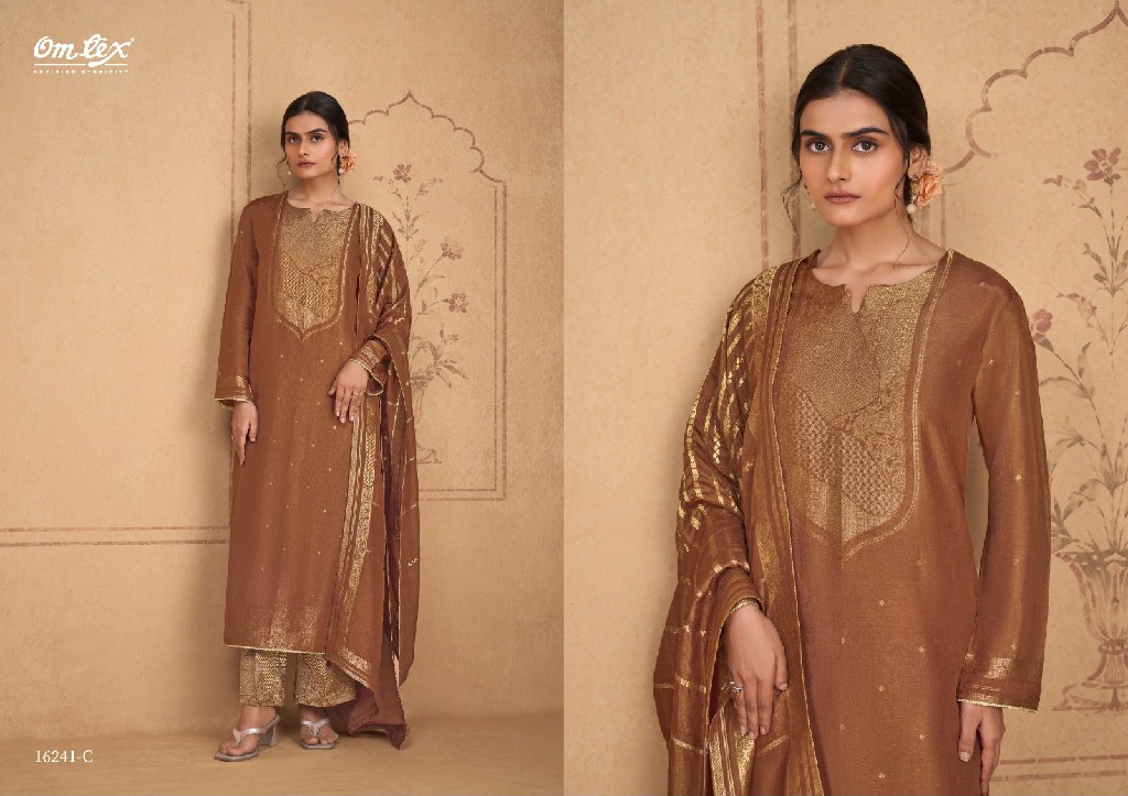 OMTEX CELESTE WHOLESALE SILK JACQUARD BEAUTIFUL UNSTITCH SALWAR SUITS EXPORTER